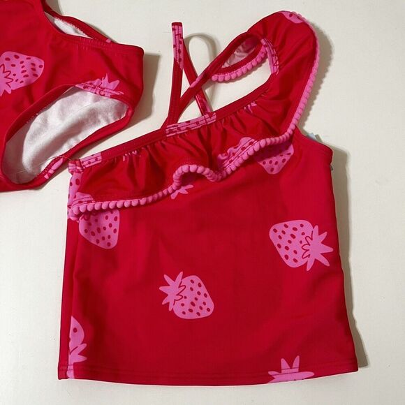 Cat & Jack Pink Strawberry Tankini Bikini 2 Piece Swimsuit Girls Size 2T NWT - Picture 2 of 9